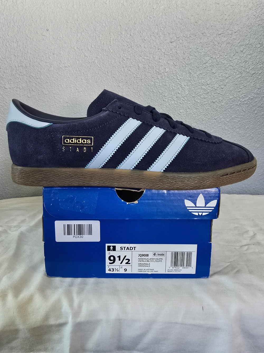 adidas Men’s Stadt Suede Sneakers in Navy and Light Blue